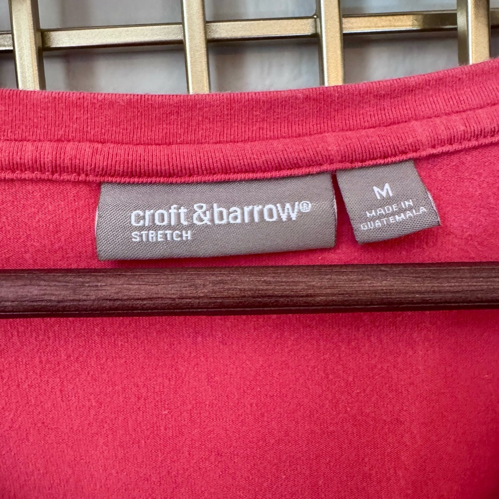 Croft & Barrow Red Long Sleeve Stretch Top Size M Basic Tee - Picture 2 of 3